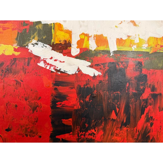 Red Late 20th Century Abstract Oil on Canvas by Lee Reynolds Burr For Sale - Image 8 of 8