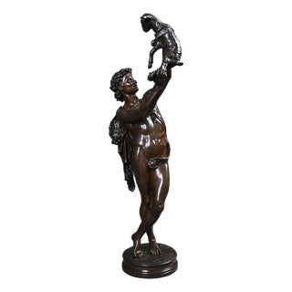 Gumery, Faun Playing with a Kid, Late 19th Century, Bronze For Sale