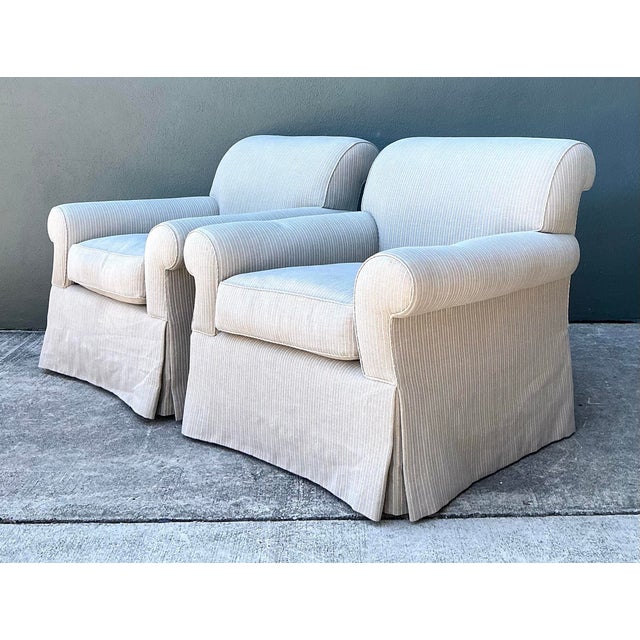 Vintage Custom Striped Lounge Chairs - A Pair For Sale - Image 9 of 12