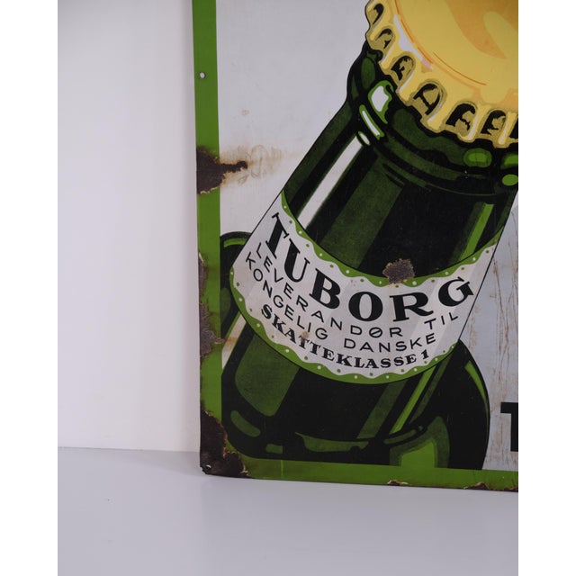 Metal Large Enamel Sign Featuring the Green Tuborg Bottle, Copenhagen For Sale - Image 7 of 8