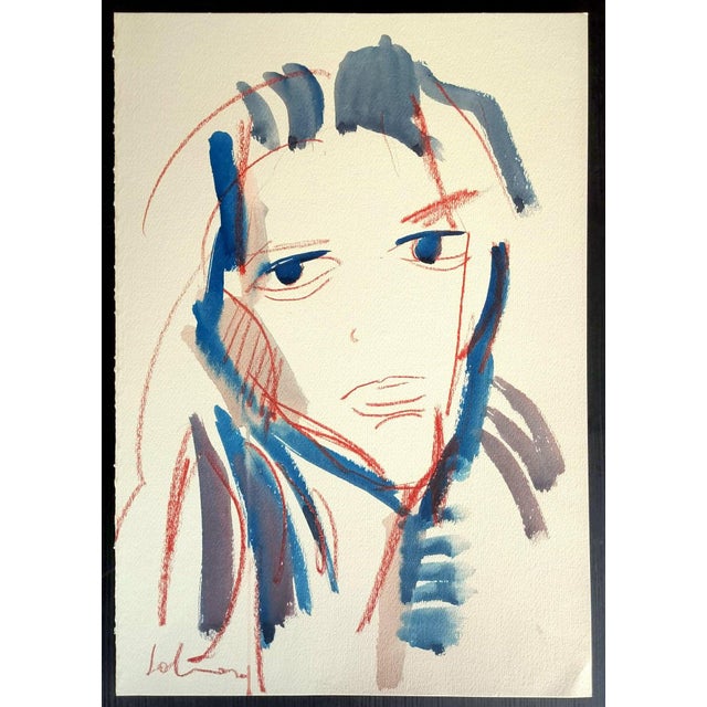 1980s Mario Salmaso, Modern Girls, 1980, Mixed Media on Paper For Sale - Image 5 of 5