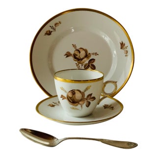 1960s Royal Copenhagen Brown Rose Breakfast Set For Sale