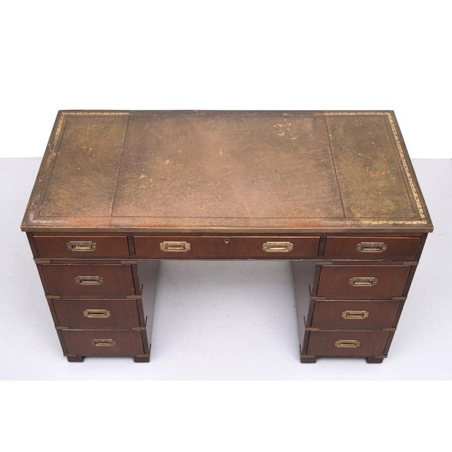 Mahogany Campaign Desk from N. Norton LTD, England, 1930s For Sale - Image 9 of 11