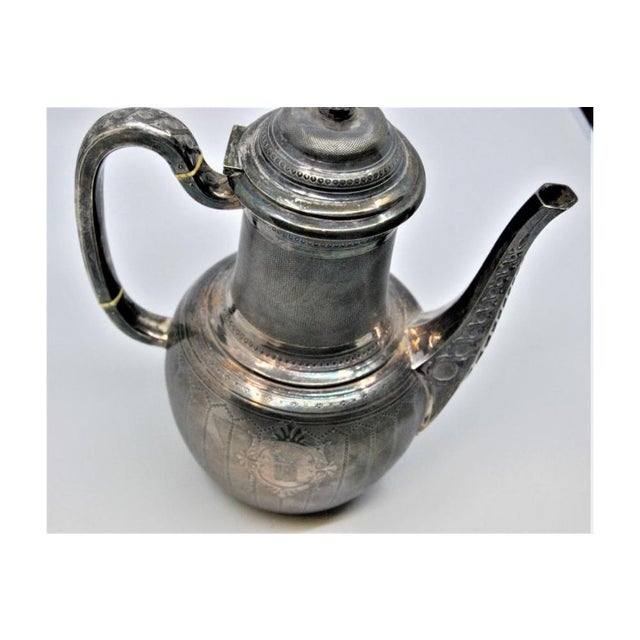 Metal Fluted Silver Teapot with Royal Insignia For Sale - Image 7 of 10