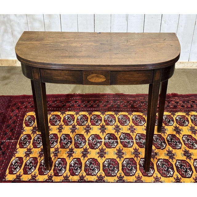 English Mahogany Half-Moon Console Table, 19th Century For Sale - Image 3 of 15