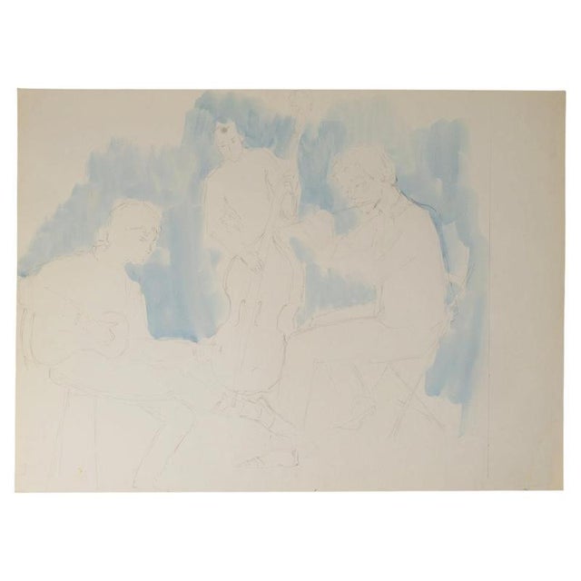 Depicting Musicians, 20th Century, Watercolor For Sale - Image 8 of 8