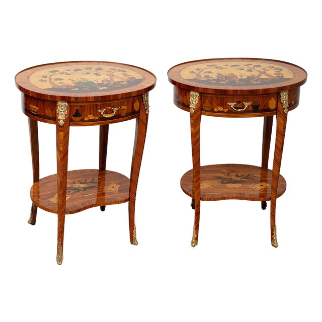 Antique Early 20th Century Napoleon III Chinese Side Tables, France, Set of 2 For Sale
