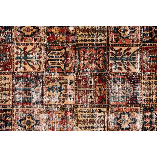Vintage Persian Handmade Multi-Color Geometric Wool Rug For Sale - Image 4 of 6