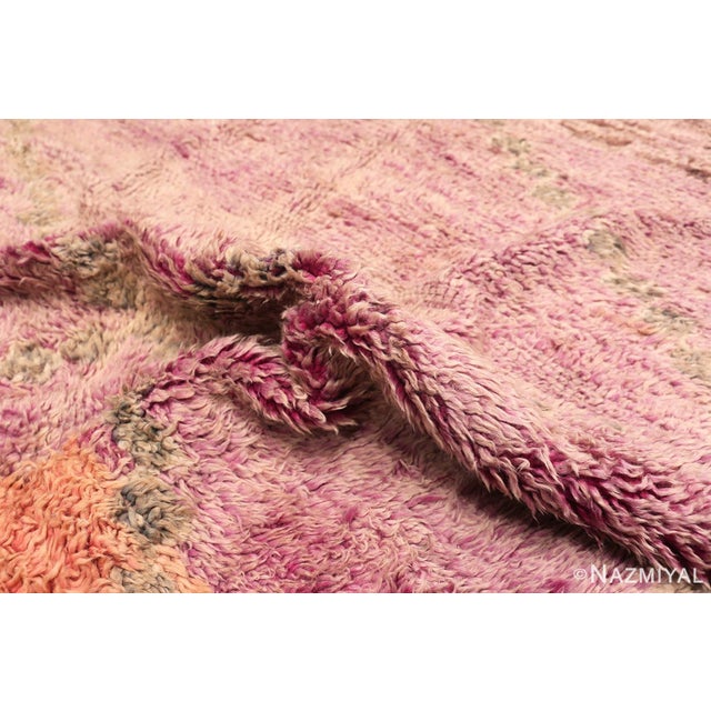 Mid 20th Century Nazmiyal Collection Vintage Moroccan Pastel Diamonds Shag Rug For Sale - Image 5 of 6