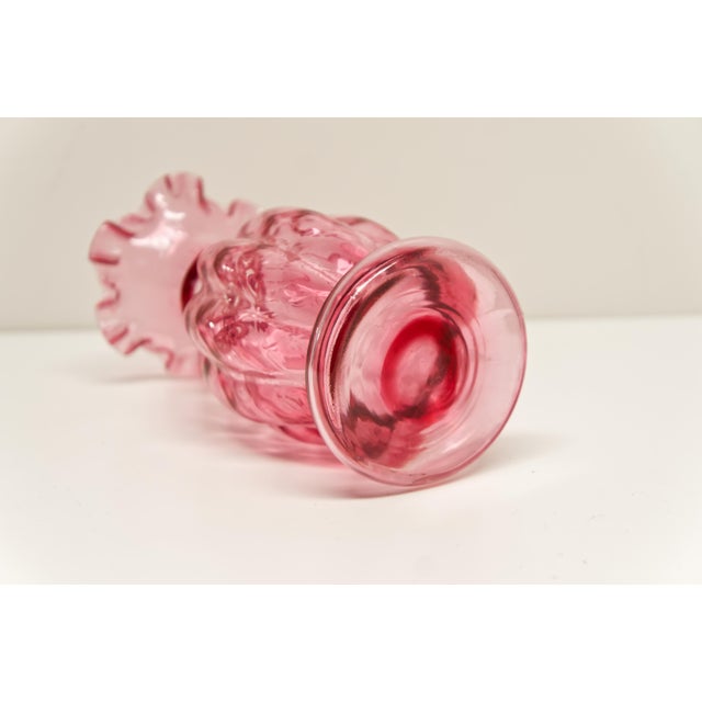 Fenton Art Glass Company Fenton Diamond Optic Cranberry Ruby Glass Vase For Sale - Image 4 of 5