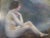 Beautiful oil painting of a nude lady sitting by a lake is rendered in stunning detail and texture. 42" H x 60" W x 2" D F5