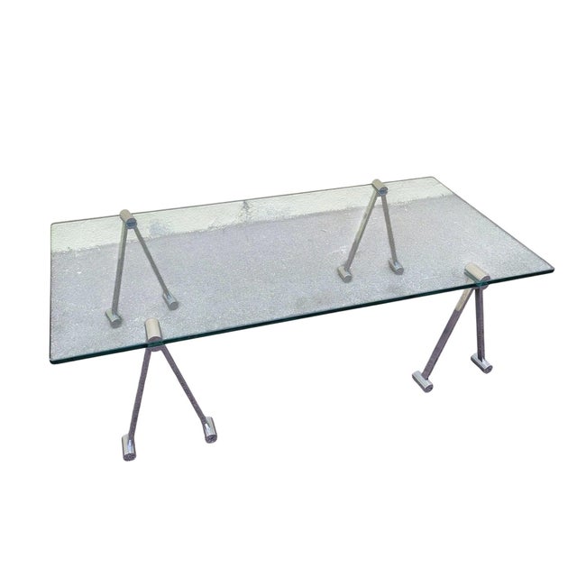 Vintage Glass and Metal Coffee Table, 1970s For Sale - Image 11 of 11
