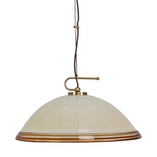 Italian Murano Glass Pendant Light with Brass Fixtures from Vetrofond, 1980s For Sale