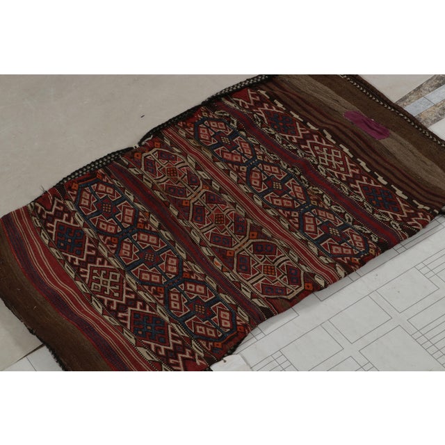 Tribal Late 19th Century Antique Tribal Bag & Flatweave Textile With Geometric Patterns, From Rug & Kilim For Sale - Image 3 of 7