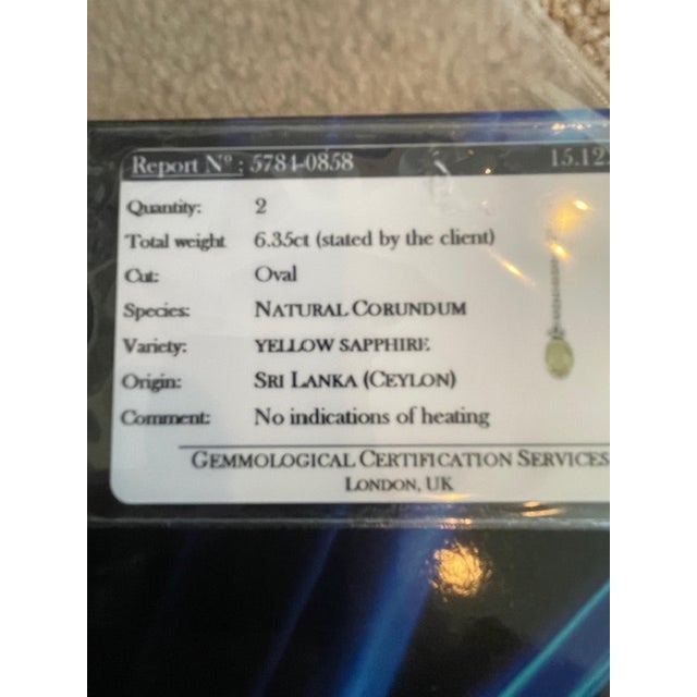 Certified Ceylon No Heat Yellow Sapphire Diamond Drop Earrings - 2 Pieces For Sale - Image 11 of 12