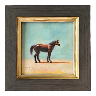 2024 Chestnut Horse Equestrian Painting in Italian Frame For Sale