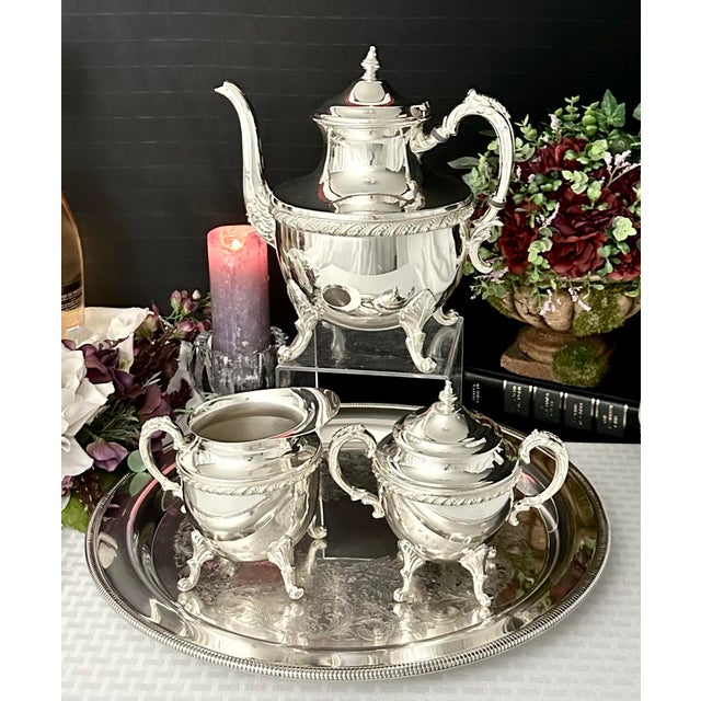Traditional Vintage Silver Plated Tea Service Set Maker Hs - 4 Pieces For Sale - Image 3 of 10