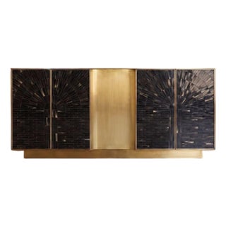 Arcana Horn and Brass Sunburst Sideboard For Sale