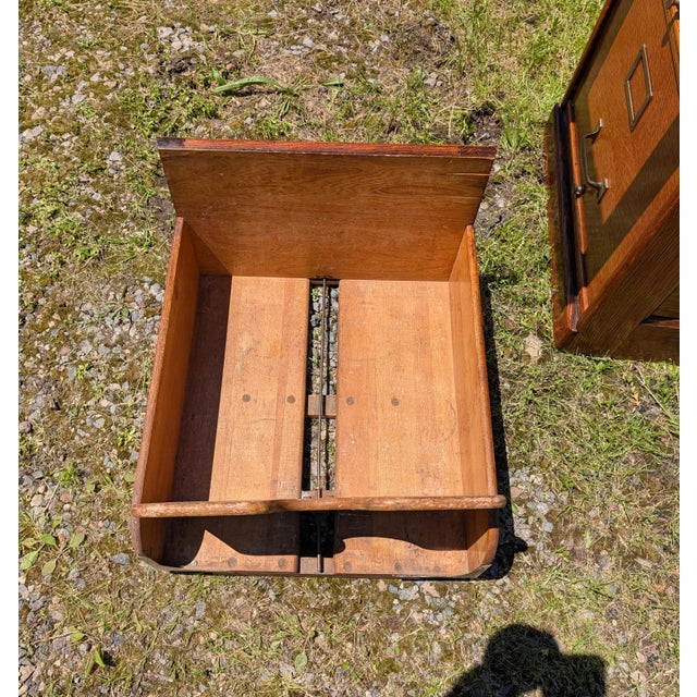 Antique Quarter Sawn Oak Four Drawer File Cabinet 1920s Lot 1 For Sale - Image 10 of 18