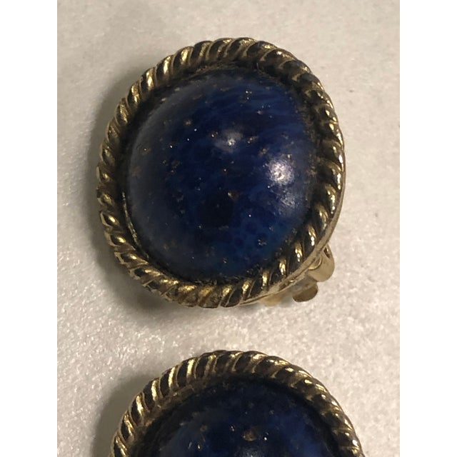 1970s Donald Stannard Lapis Lazulli Clip on Earrings, Pair For Sale - Image 6 of 9