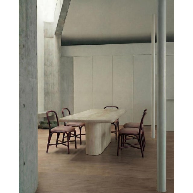 Large Sculptural Curved Edge Travertine Rectangle Dining Table by My Habitat Design For Sale - Image 6 of 9