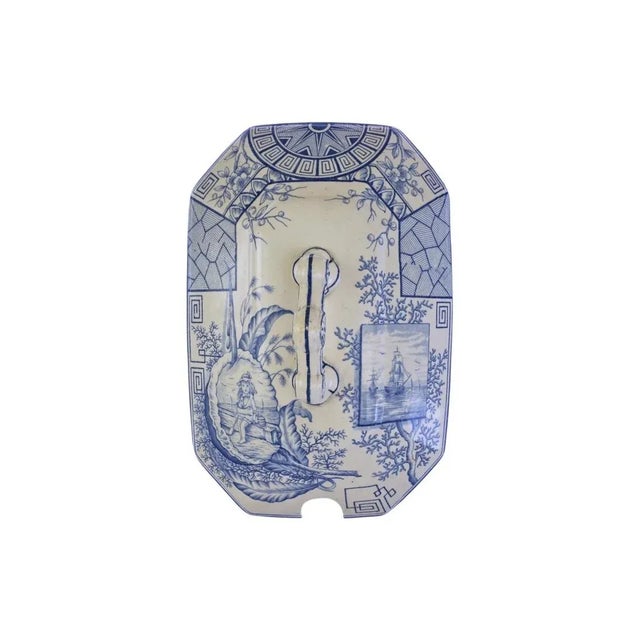 Davenport 19th Century Davenport Soup Tureen Mersey Aesthetic Blue Transferware Antique Arts & Crafts Pottery For Sale - Image 4 of 8