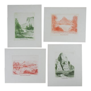 Small Vintage 1930s National Park Engravings - Set of 4 For Sale