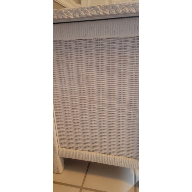 1980s Coastal White Henry Link Wicker Nightstand by Lexington For Sale - Image 18 of 18