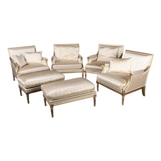 Louis XVI Style Seating Group by Pierre Counot Blandin, France, 1980, Set of 6 For Sale