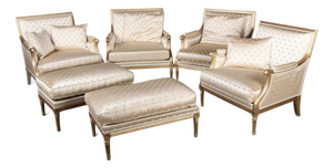 Louis XVI Style Seating Group by Pierre Counot Blandin, France, 1980, Set of 6