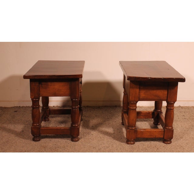 1950s Spanish Walnut Bedside Tables, 1950s, Set of 2 For Sale - Image 5 of 11