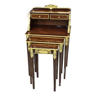 French Style Office Woman Writing Desk With Gold Details For Sale