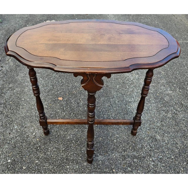 Brown Early 20th Century Antique Edwardian Style Walnut Side Table For Sale - Image 8 of 11