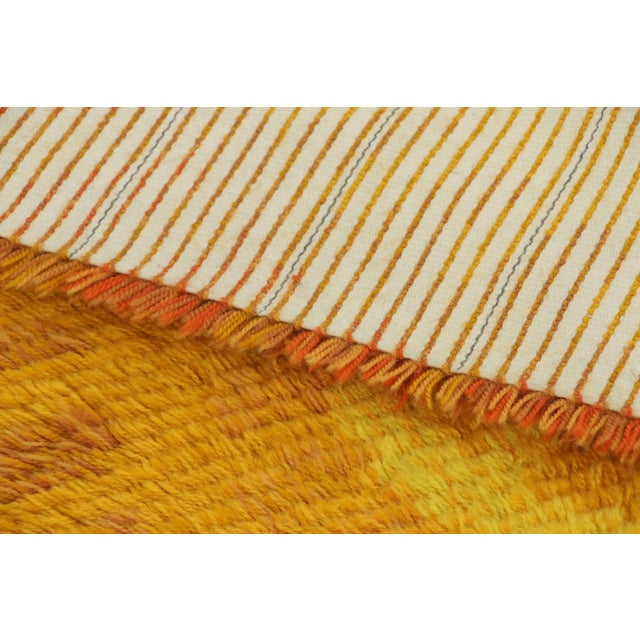 Textile Vintage Swedish Rya Runner With Rust and Gold Sunburst Medallion - Rug & Kilim For Sale - Image 7 of 7