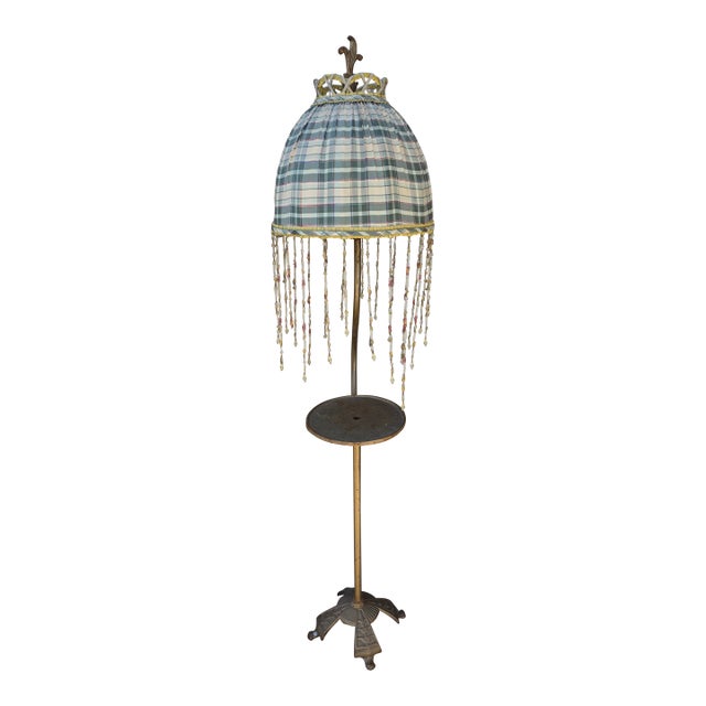 Art Deco Floor Lamp With Round Table Surface For Sale