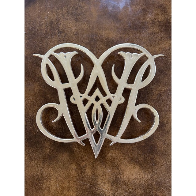 This solid brass trivet by Virginia Metal Crafters is one of the larger ones. It is 10” wide so can hold a larger serving...