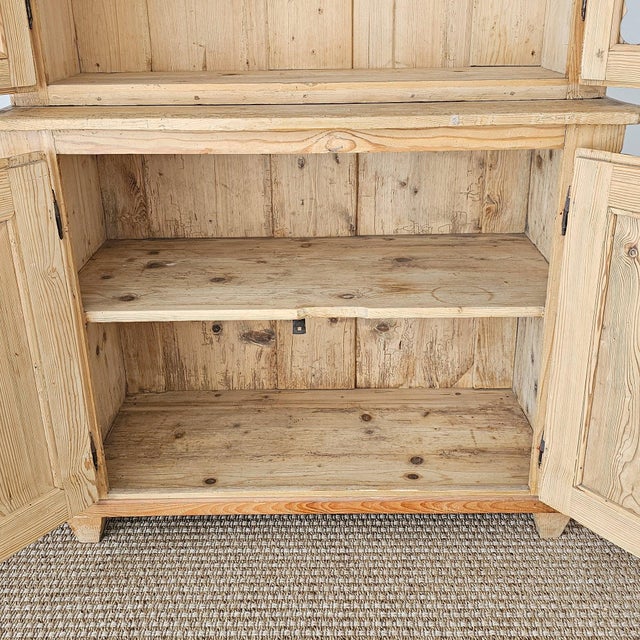 Antique Pine Glass Door Hutch Cabinet | Circa 1890 For Sale - Image 4 of 14