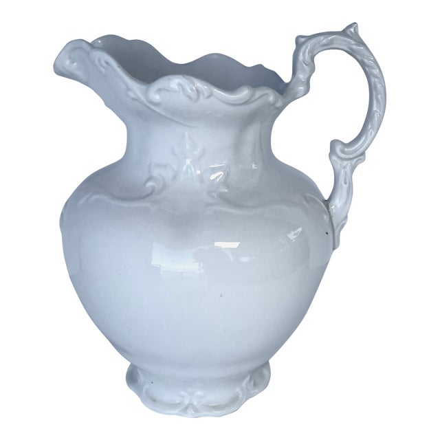 1892 Antique Ironstone Large 12" Pitcher or Vase by Mellor & Co. Etruria Pottery For Sale