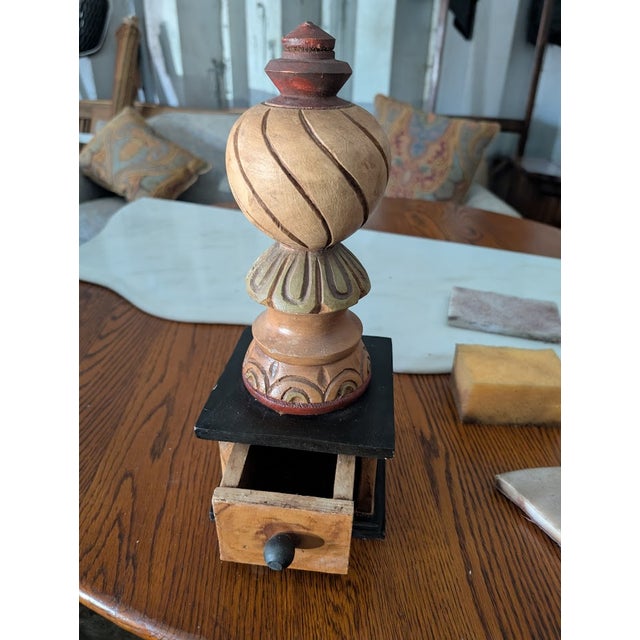 Gothic Vintage Hand-Carved Wooden Finial With Hidden Drawer – Ornate Sculptural Tabletop Decor For Sale - Image 3 of 9