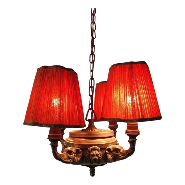 Antique Victorian Bronze Elephant Chandelier, France, 1900s For Sale