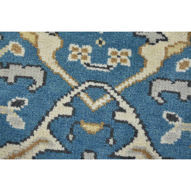 Oushak Runner 2’8” X 10′ Blue Wool Tribal Hand-Knotted Oriental Rug For Sale - Image 4 of 13
