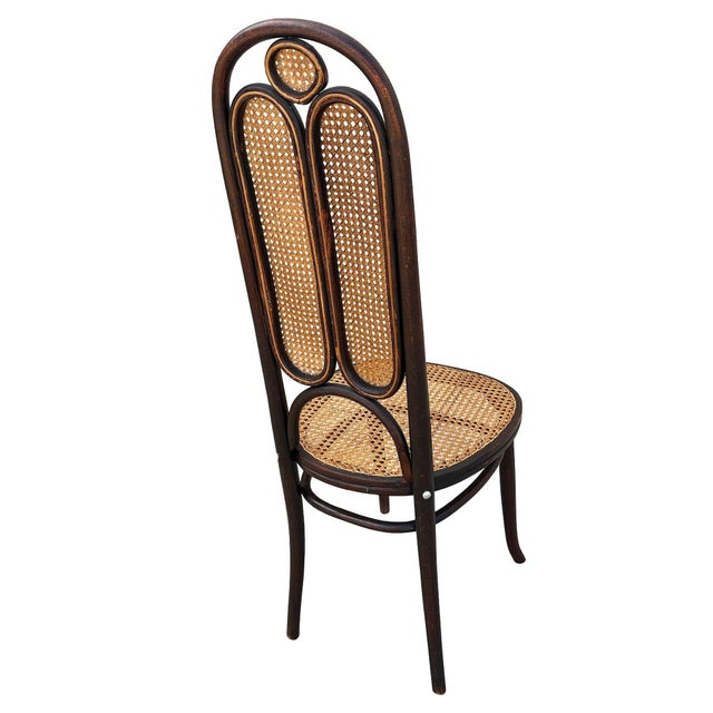 Late 19th Century Mid 19th Century Vienna Secession Bent Oak & Cane High Back Side Chair No. 16 Attributed to Thonet For Sale - Image 5 of 8