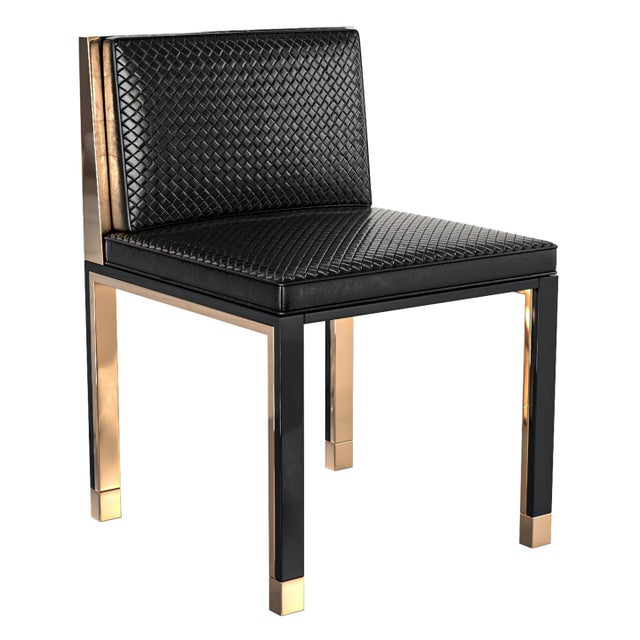 "Victoria" Chair With Stainless Steel, Bronze and Woven Leather For Sale - Image 4 of 13