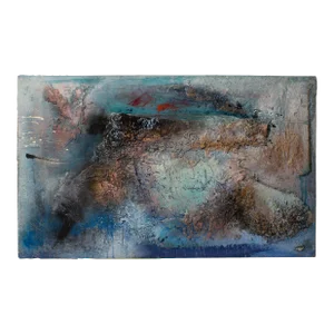 Signed “Blue Encrustation #2” Mixed Media Wall Assemblage by Juliet Holland