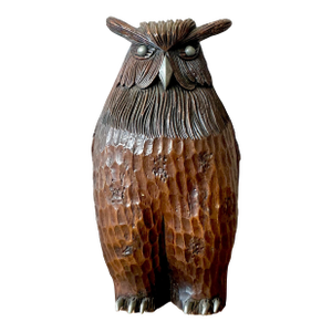 Vintage Boho Carved Wooden Owl