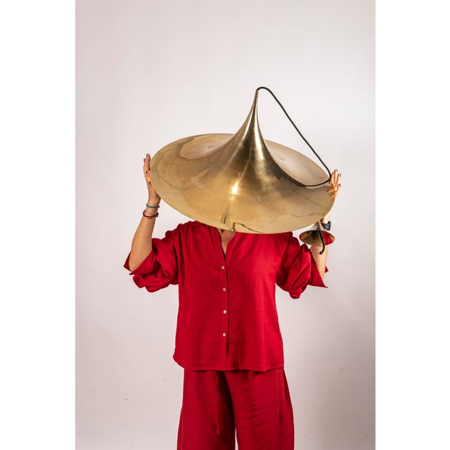 Semi-Large Gold Ceiling Lamp by Claus Bonderup & Torsten Thorup for Fog & Mørup, 1970s For Sale - Image 3 of 11