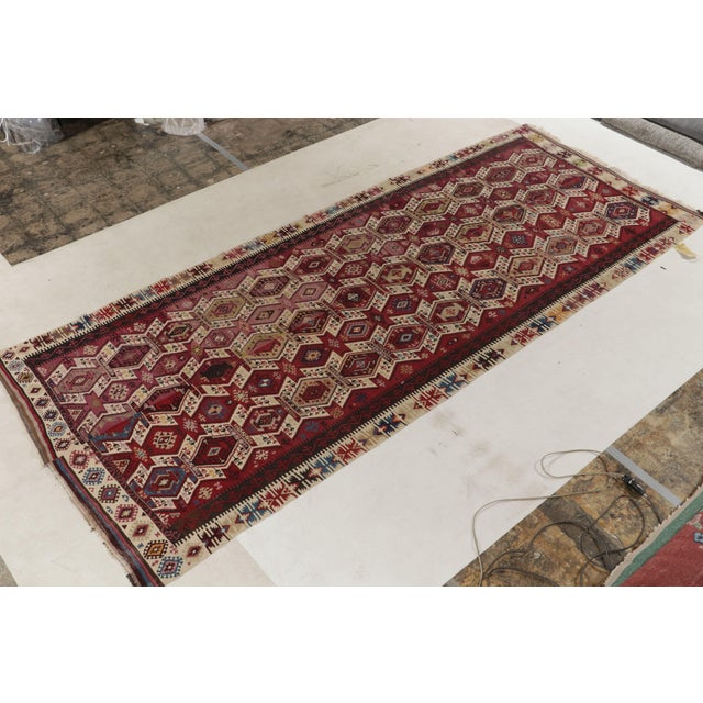 Tribal Antique Kilim Rug in Red, Brown, Beige Tribal Geometric Pattern For Sale - Image 3 of 9
