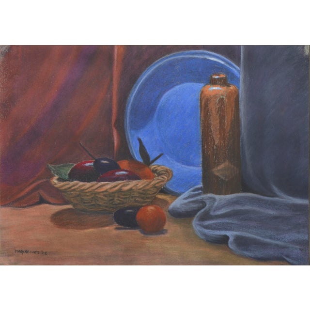Impressionist Mid Century Modern Fruit Basket With Plate Still-Life For Sale - Image 3 of 5