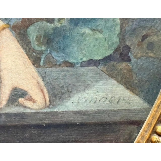 Victorian Eduard Ender, Signed Portrait of a Young Lady, 19th Century, Watercolor. For Sale - Image 3 of 7
