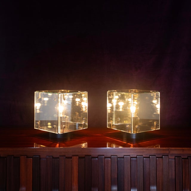 Italian Prisma Glass and Mirrored Table Lamps by Studio A.R.D.I.T.I for Sormani, 1970s, Set of 2 For Sale - Image 14 of 18